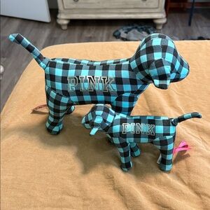 Blue and Black Checkered Dog Plush Set